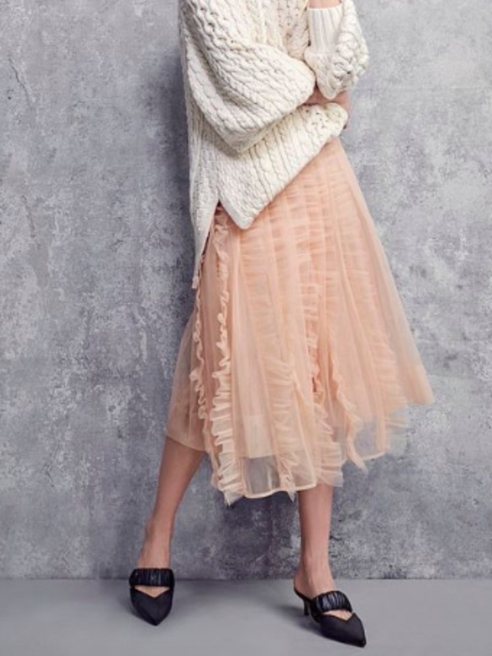 Simone Rocha x H&M Peach Tulle Layered Midi Skirt